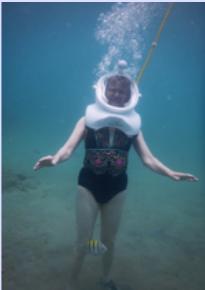 Author Loretta Hall experiencing reduced g-force under water